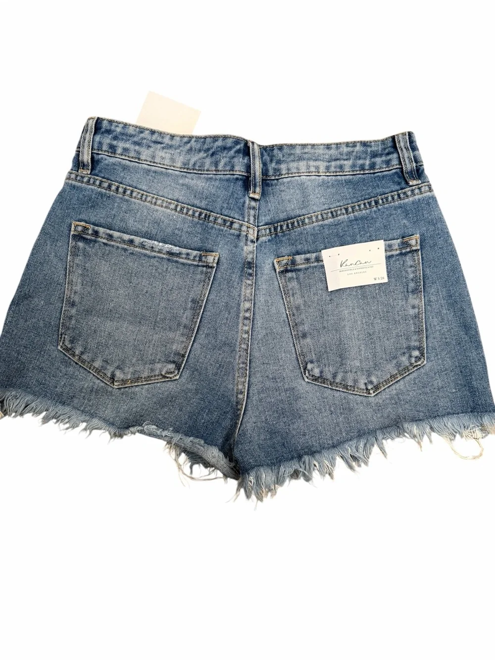 Kancan Distressed Denim Cutoff Shorts Women’s Size 5/26 High Rise Frayed Hem NWT - Picture 3 of 7